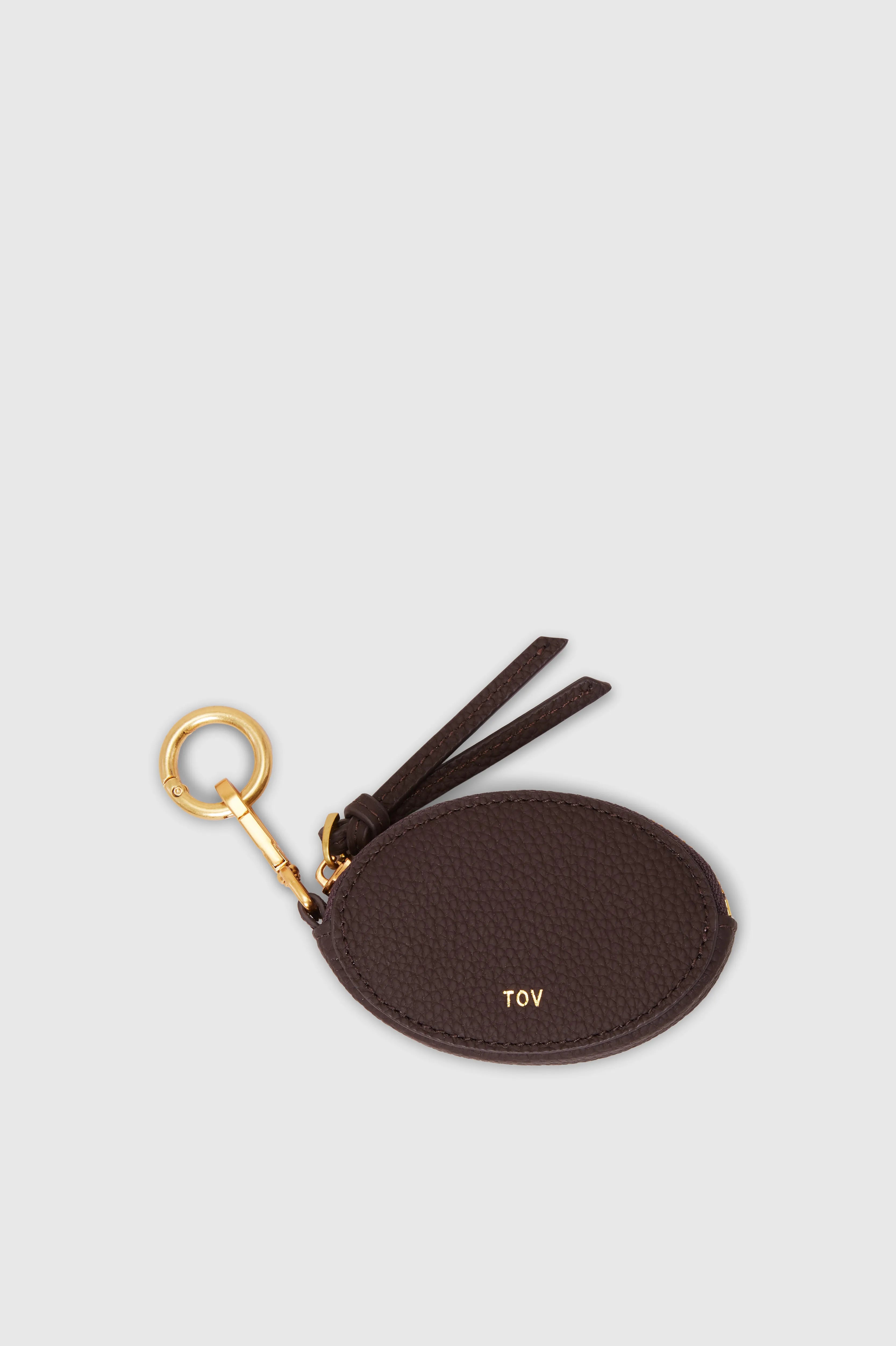 GRAIN LEATHER OVAL CHARM