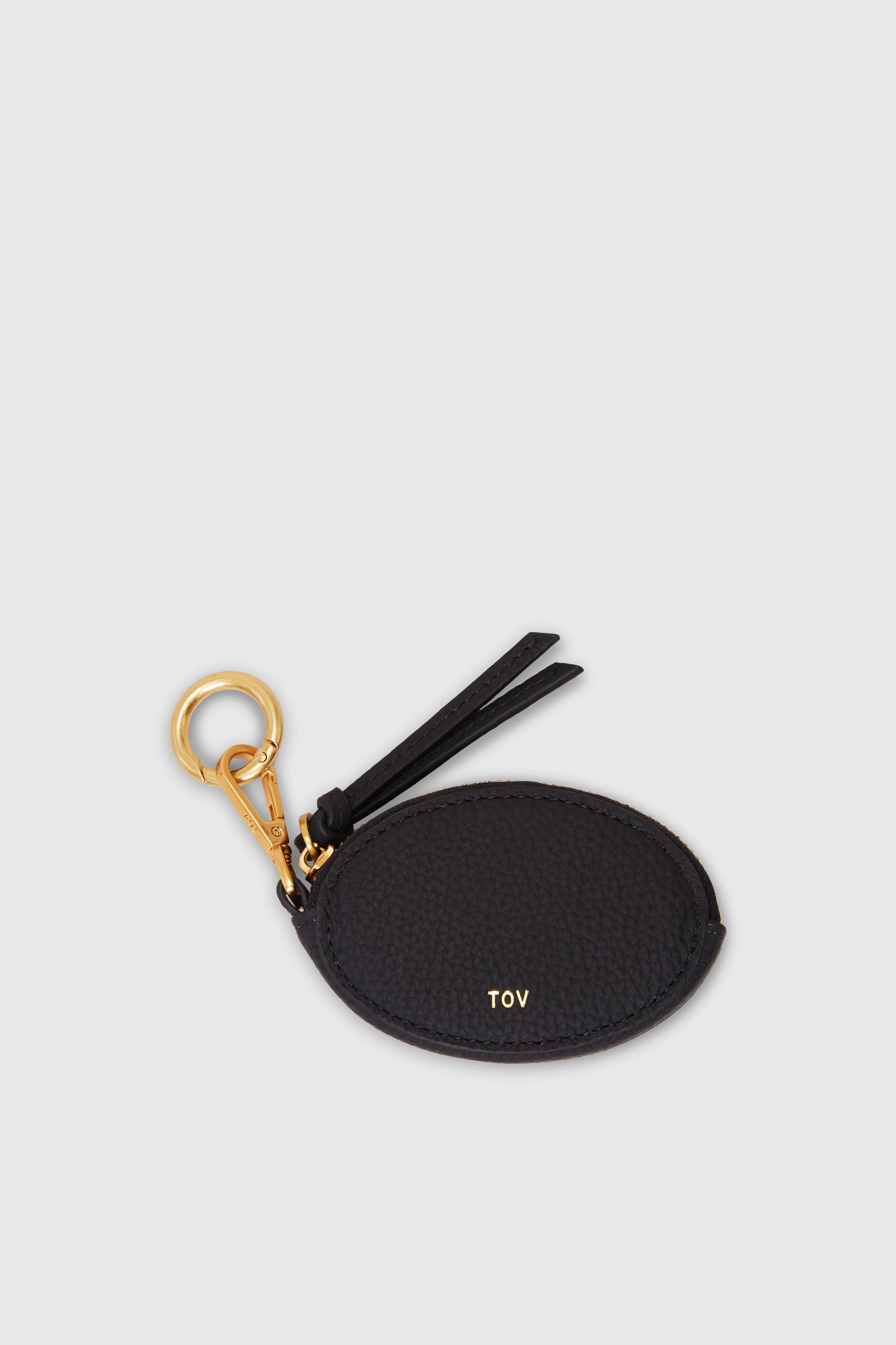 GRAIN LEATHER OVAL CHARM